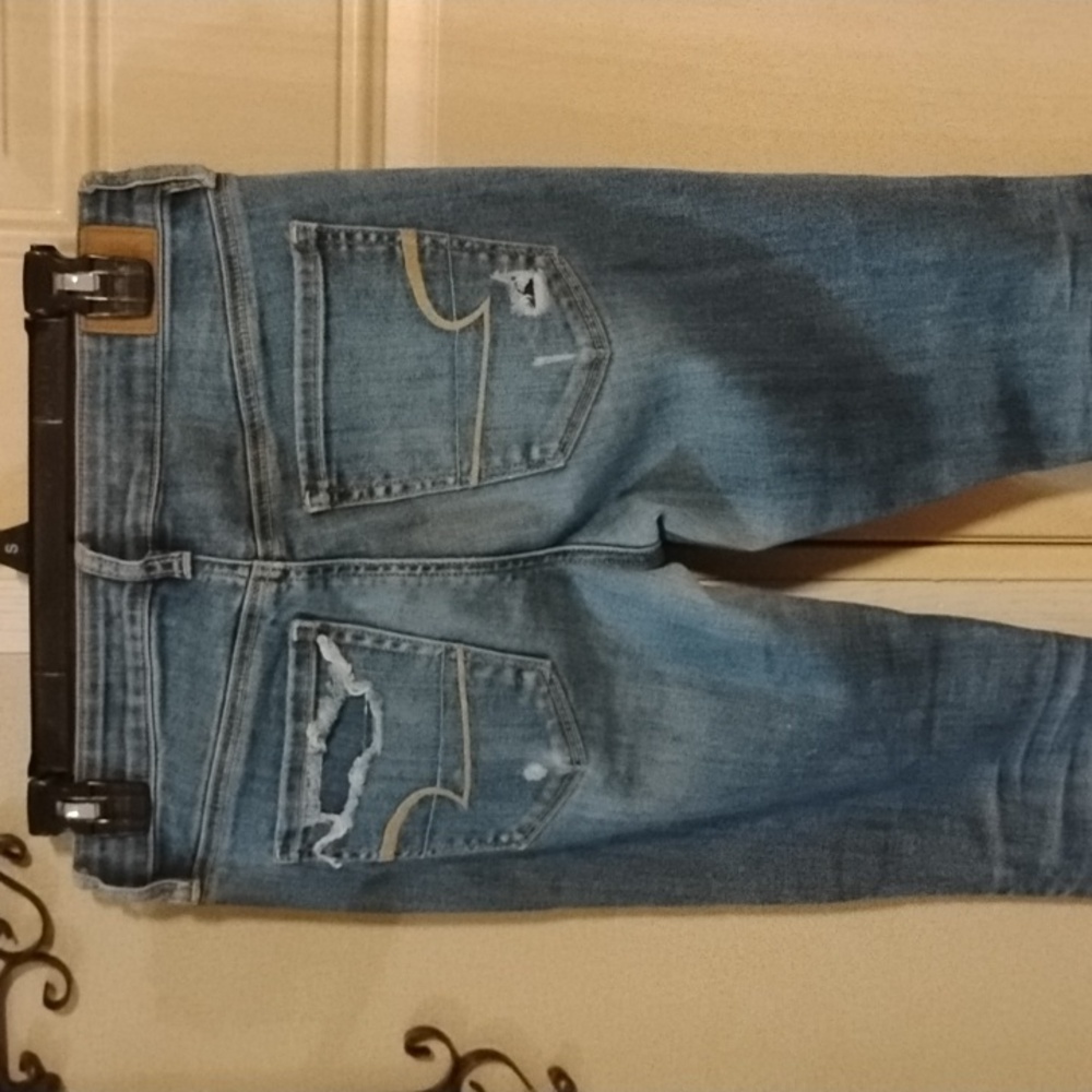 American Eagle Super Stretch X Hi-Rise Distressed Skinny Jeans 6 Short - Picture 5 of 8